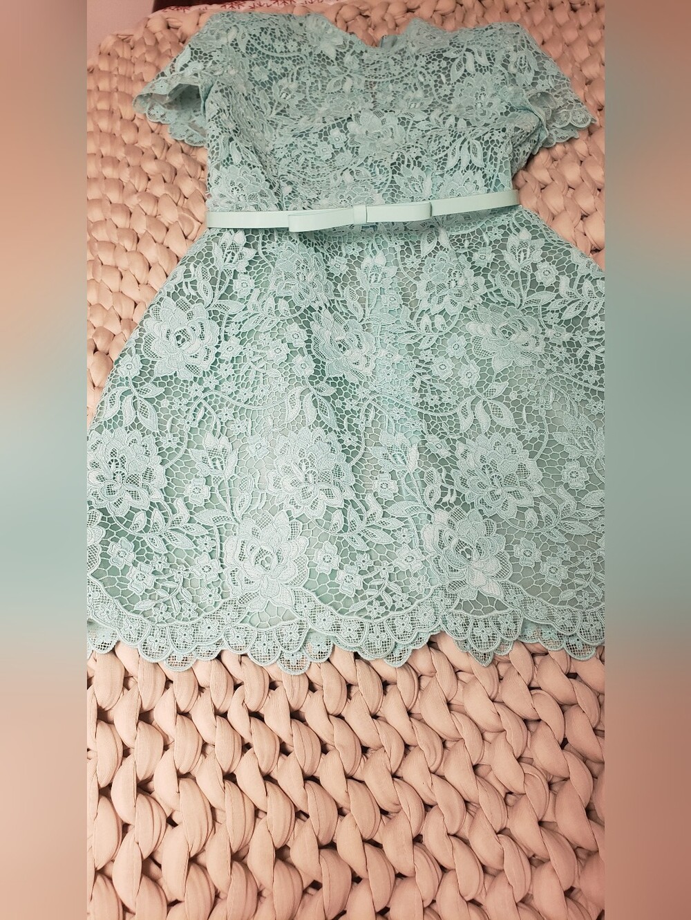 NADINE MERABI MILLA MINT LACE MINI DRESS - Picture 10 of 10